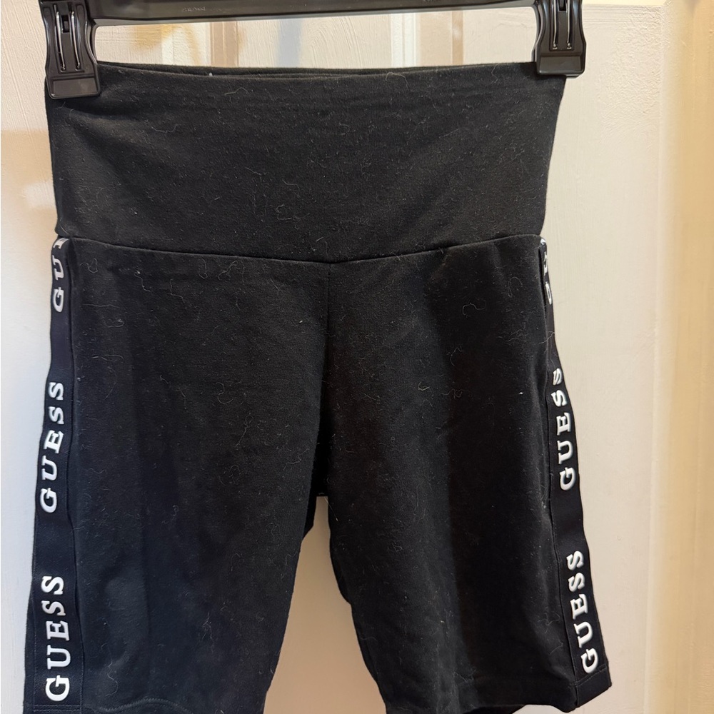 Guess Black Bike Shorts with White Logo Stripes great condition size XS